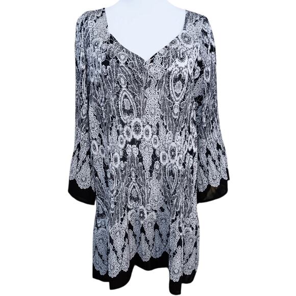 AVENUE Blouse Tunic Top 26/28 3X Accordion Pleat Beads Bling Travel Career Flare - Picture 10 of 12